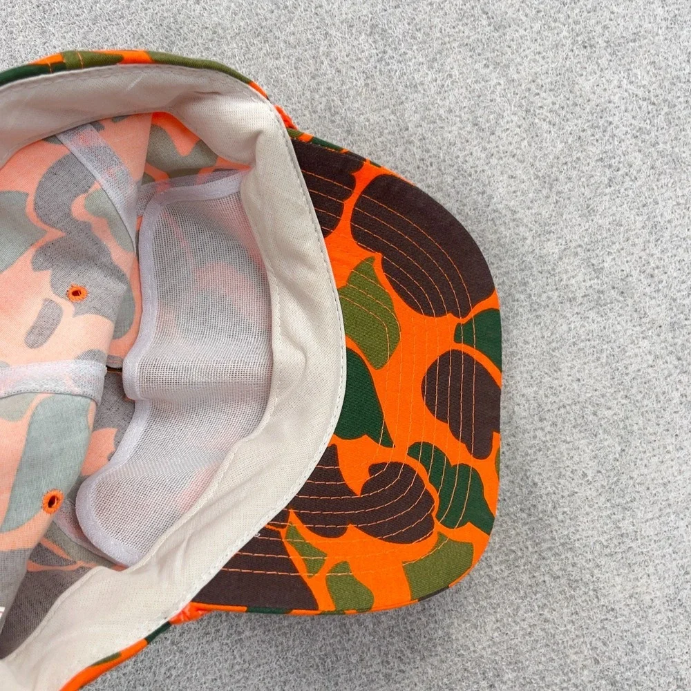 Vintage Camo Trucker Hat Cap Snapback Blaze Orange Rope 90s  Bubble Nissin